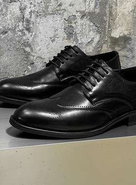 男鞋夏季透气新款结婚新郎鞋英伦商务正装男士鞋黑色