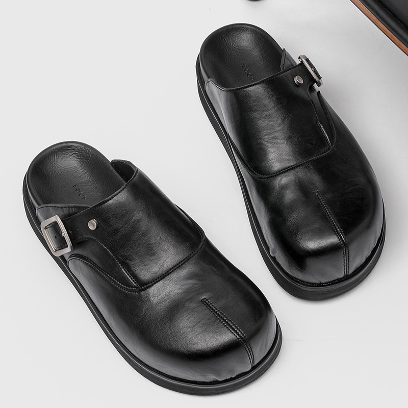 夏季新款防滑户外休闲懒人一脚蹬半包头男女款拖鞋