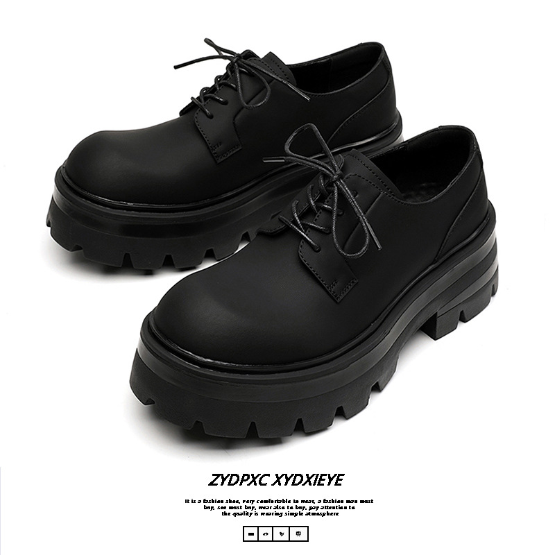 通勤德比鞋大头皮鞋男款厚底英伦风圆头黑色感