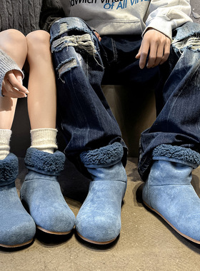 新款情侣多色百搭极简雪地靴粉色 蓝色  黄色 黑色