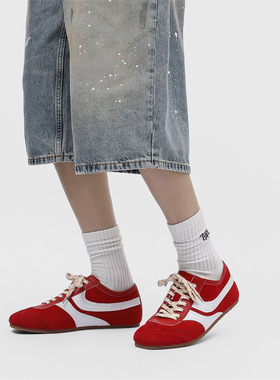 德训鞋新款春季复古内增高阿甘休闲白色 橄榄绿 红色