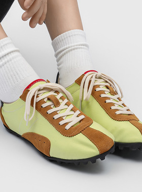 潮款经典休闲阿甘平底复古德训鞋轻便老爹鞋情侣款绿色