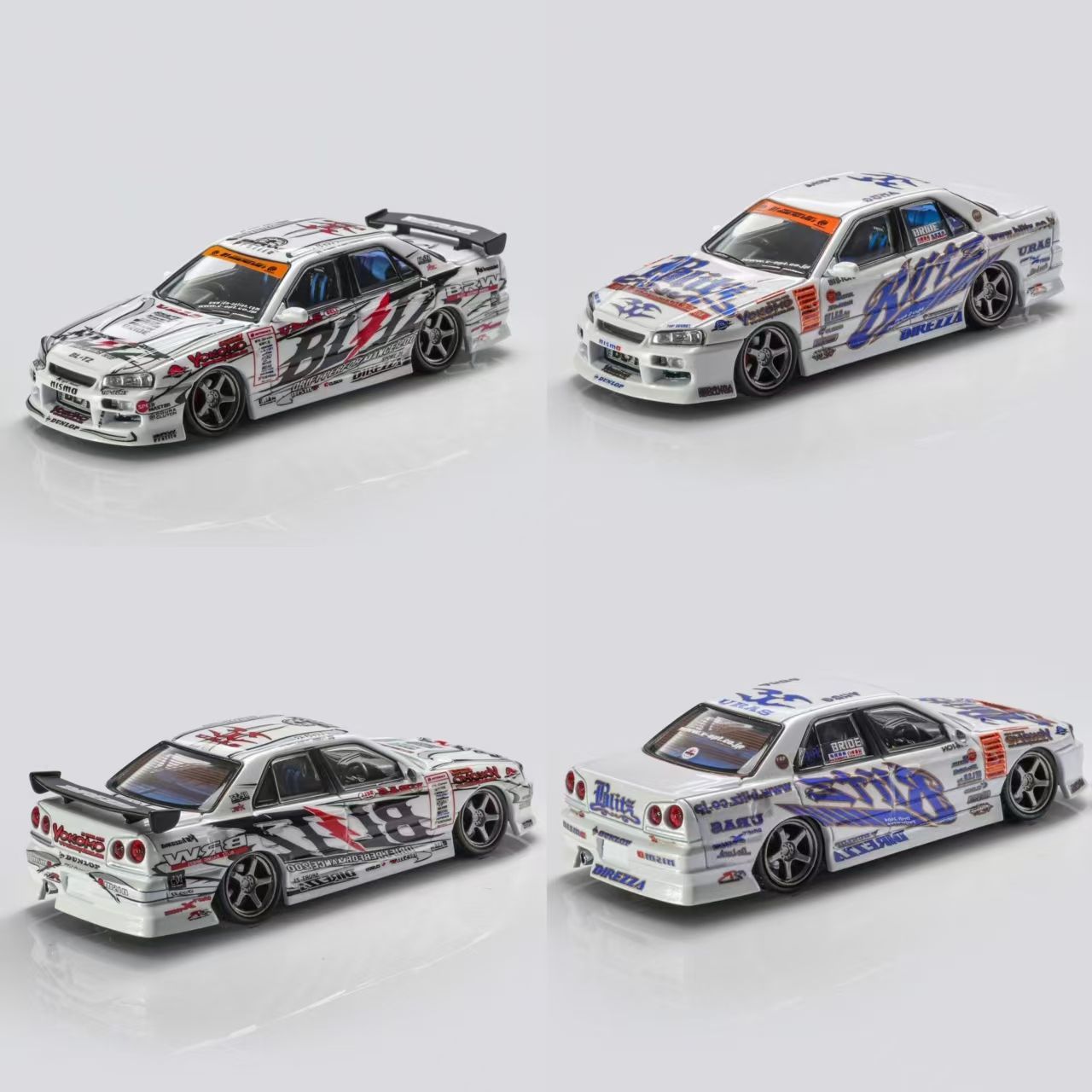 Mortal 1/64 ER34 skyline 野村谦 漂移车 合金汽车模型小车 D1GP