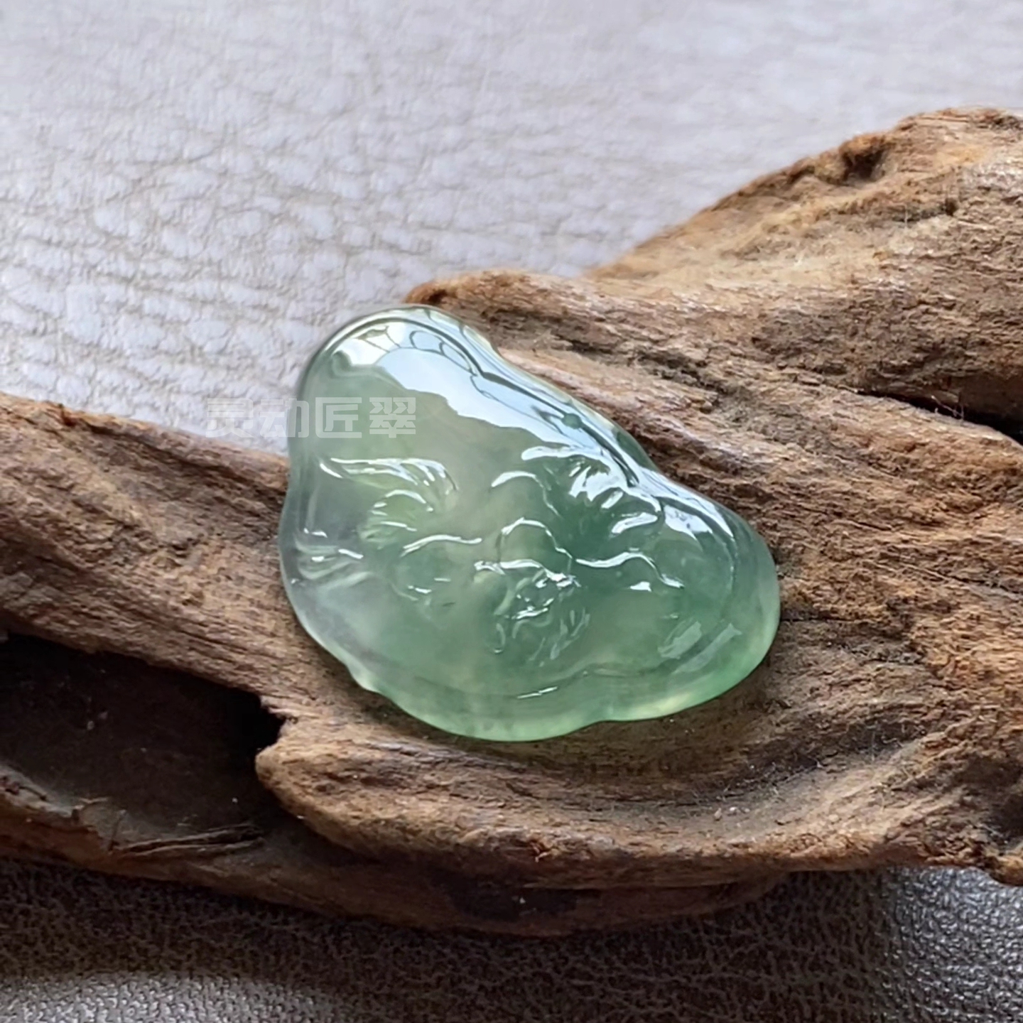 【春熙】国风福锁富贵牡丹花冰种飘绿翡翠缅甸A货吊坠