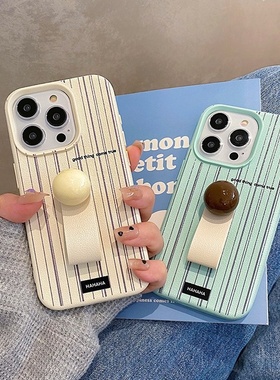 2025韩风条纹立体圆珠指环扣适用iPhone17苹果14手机壳13新款15