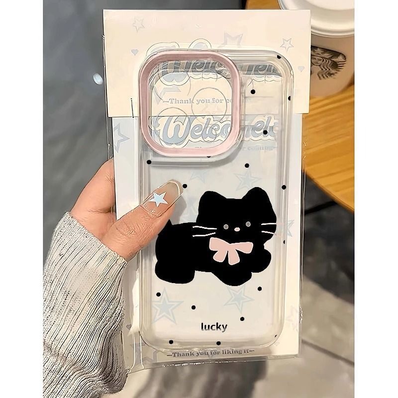 2025蝴蝶结猫咪适用苹果17PROMAX手机壳iPhone16透明15软壳14清新