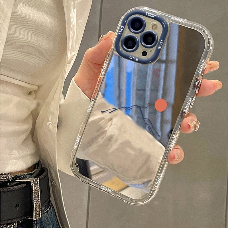 2025适用苹果16手机壳镜面简约太阳iphone14ProMax奶油15plus个性