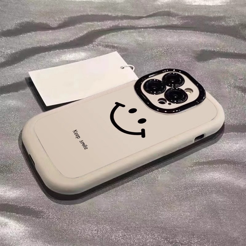 2025开心笑脸适用苹果16promax手机壳新款彩绘iPhone14pro肤感泡