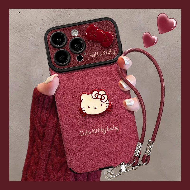 2025猫咪蝴蝶结公仔挂绳适用苹果17新年手机壳iphone15pm硅胶贴皮