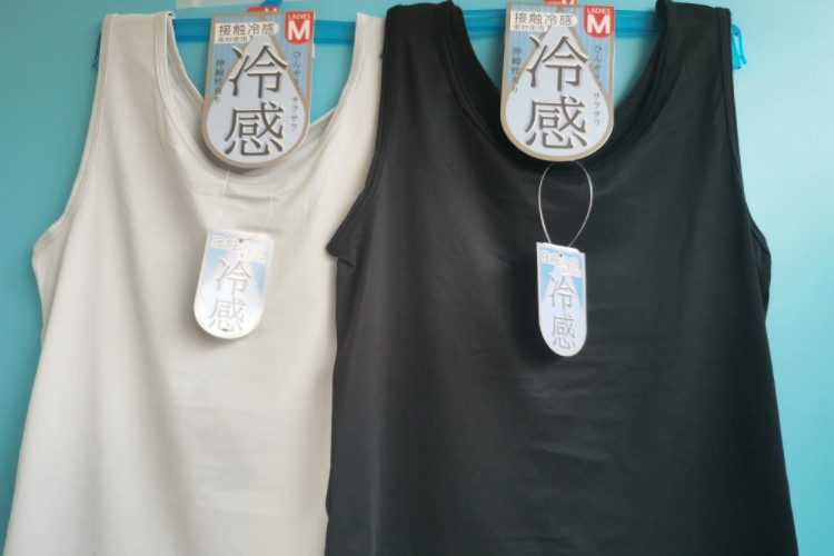 日单接触冷感女背心黑色浅水兰夏季百搭吊带背心速干透气女上衣