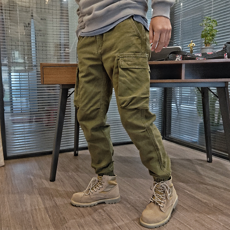 石头做旧束口长裤大口袋收口裤