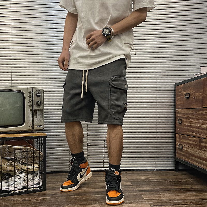 青春石头毛圈短裤大兜男款工装