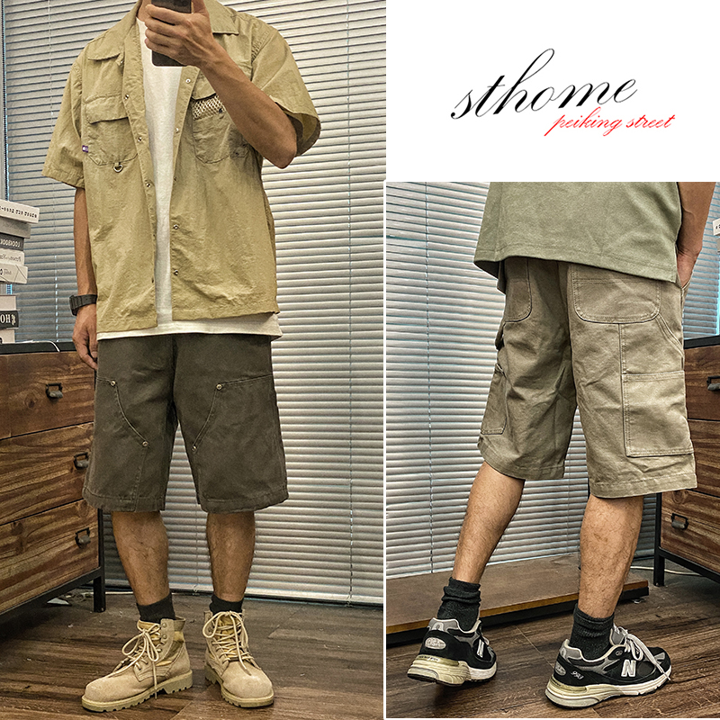 短裤工装裤复古多口袋