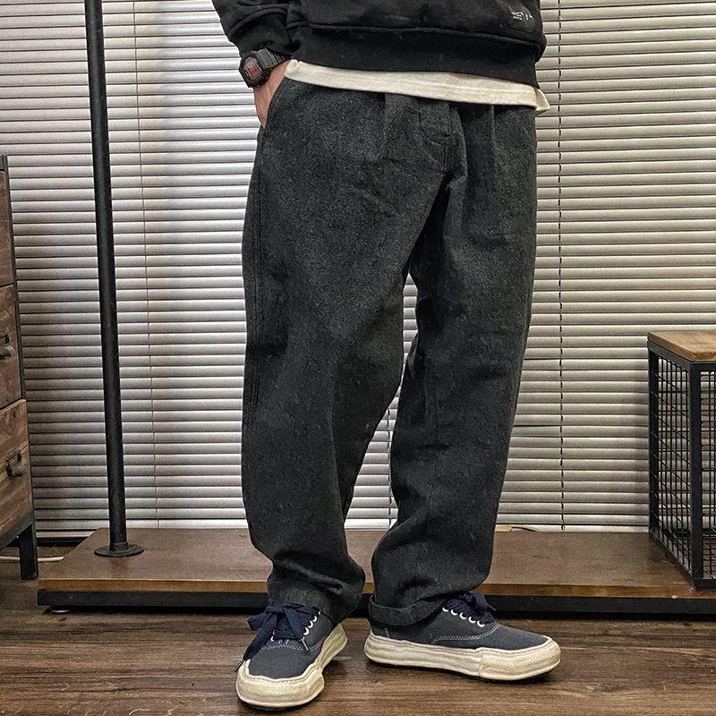 长裤宽松文艺毛呢裤子