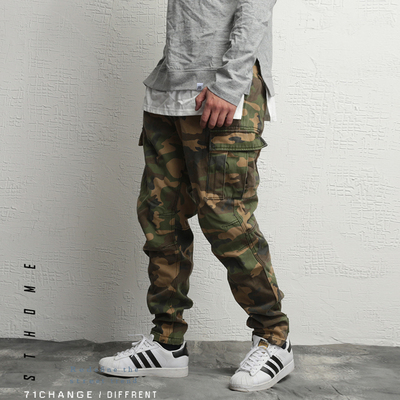 抓绒缩口长裤大兜迷彩抗寒