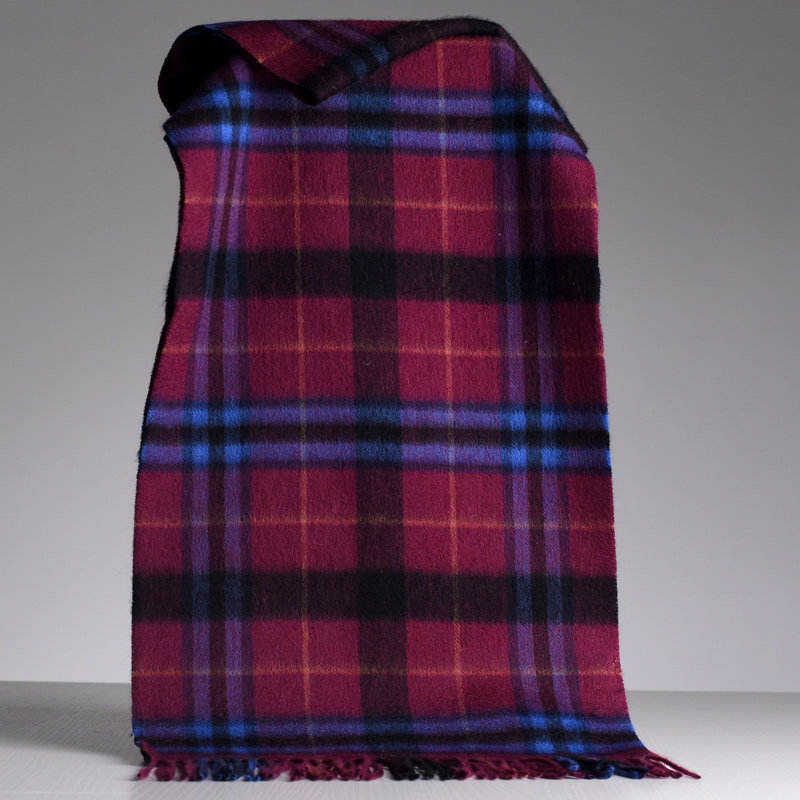 春秋冬季韩版新 男女士格纹纯羊毛羊绒保暖围巾中厚款百搭围脖