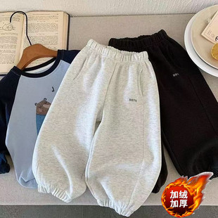 男童运动裤2025新款女童儿童宽松加绒休闲裤宝宝卫裤长裤韩版裤子
