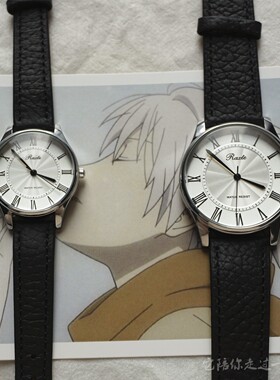 古早经典款复古罗马字白壳黑皮带手表 小众气质男女情侣学生考试
