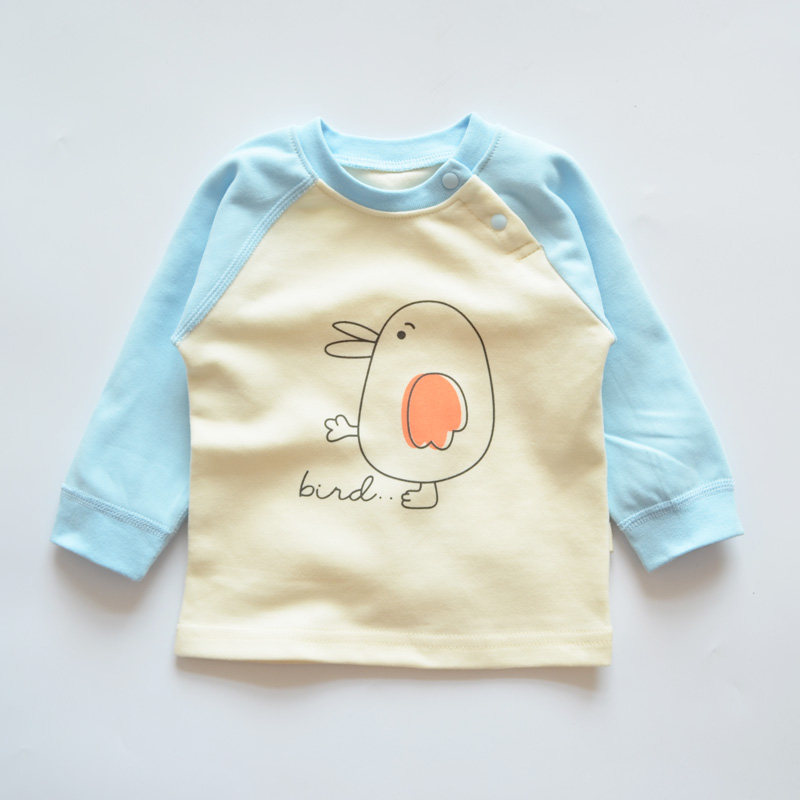 婴儿长袖秋衣宝宝纯棉套头休闲圆领肩扣上衣男女儿童春秋冬季T恤