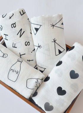 新生婴儿纯棉纱布包布包巾襁褓宝宝muslin有机棉浴巾盖毯夏季薄款