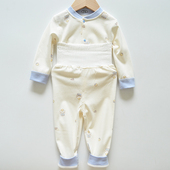 A类 宝宝对开秋衣秋裤 婴儿内衣套装 高腰护肚分体纯棉两件套春秋季