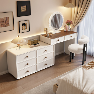 中古风梳妆台2025新款斗柜一体现代卧室简约法式化妆桌小型收纳柜