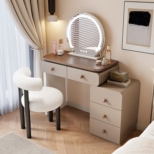 新款实木梳妆台现代卧室简约化妆桌小户型轻奢床尾收纳一体化妆台