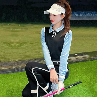 TASHI高尔夫球服女春秋新款长袖上衣裤子 短裙2件套套装运动百搭