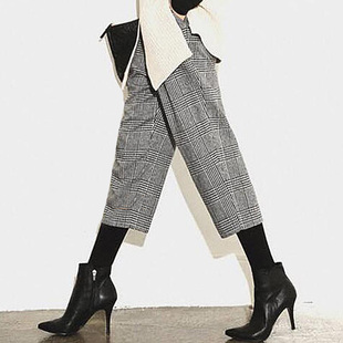 宽松西装 九分显瘦阔腿裤 裤 奶奶老爹裤 格子萝卜裤 哈伦裤 女秋冬大码