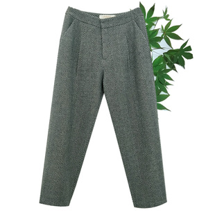 萝卜裤 毛呢哈伦裤 奶奶裤 宽松小脚老爹裤 女秋冬显瘦直筒九分烟管裤