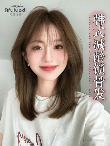 假发女全头套锁骨发全真人发无痕递针空气刘海自然减龄隐形假发套