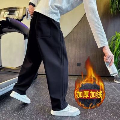 潮牌休闲卫裤男款秋冬季裤子重磅弯刀男裤新款痞帅运动直筒休闲裤