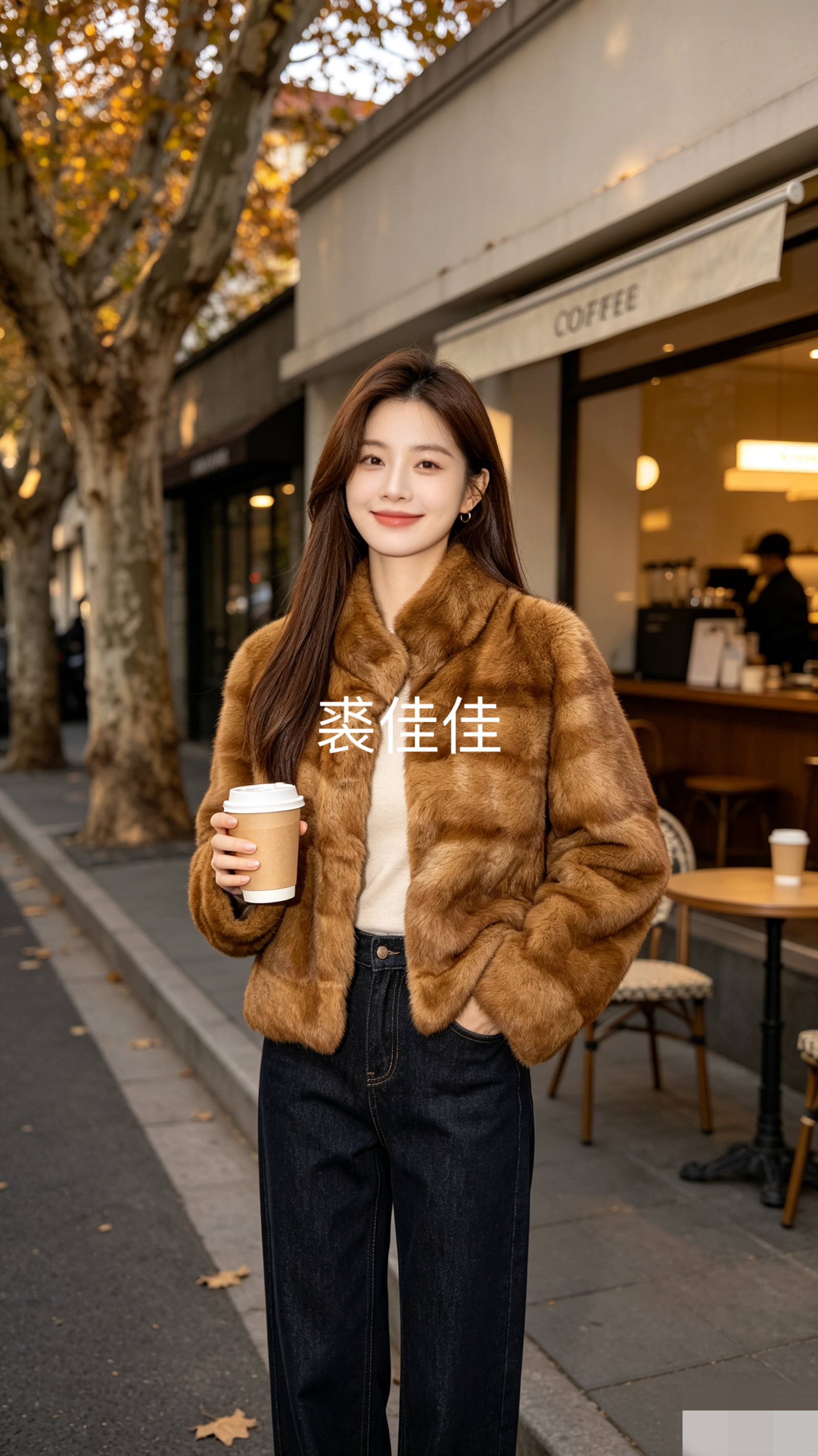 半高领定染兔毛复古真皮草横排皮毛一体女短款秋冬毛毛外套