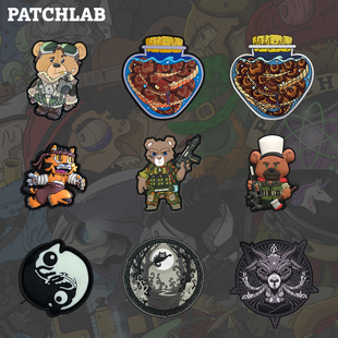 德国PATCHLAB战术泰迪臂章阴阳变色龙士气章迷你老虎魔术贴章补丁