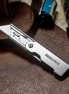 瑞士科技Swiss+Tech甲壳虫金属折叠美工刀快递拆箱刀EDC裁纸刀