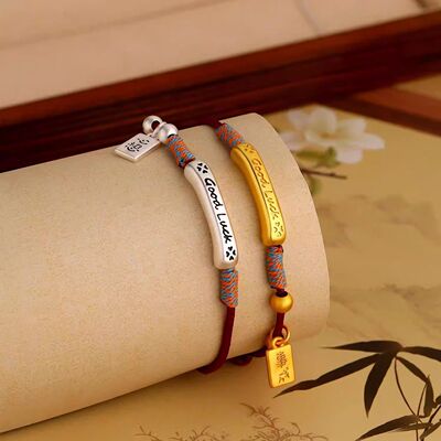 good luck手绳女心想事成吊牌手链2026新款小众设计幸运编织手绳