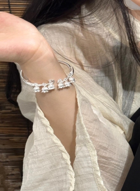 925纯银手镯女生甜美灵动铃兰花