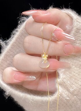 白玉髓福袋项链女款2026新款轻奢小众高级感锁骨链吊坠送女友礼物