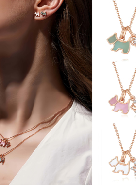 缤纷奇缘小狗项链女款2025新款小众设计气质百搭雪花皇冠钥匙颈饰