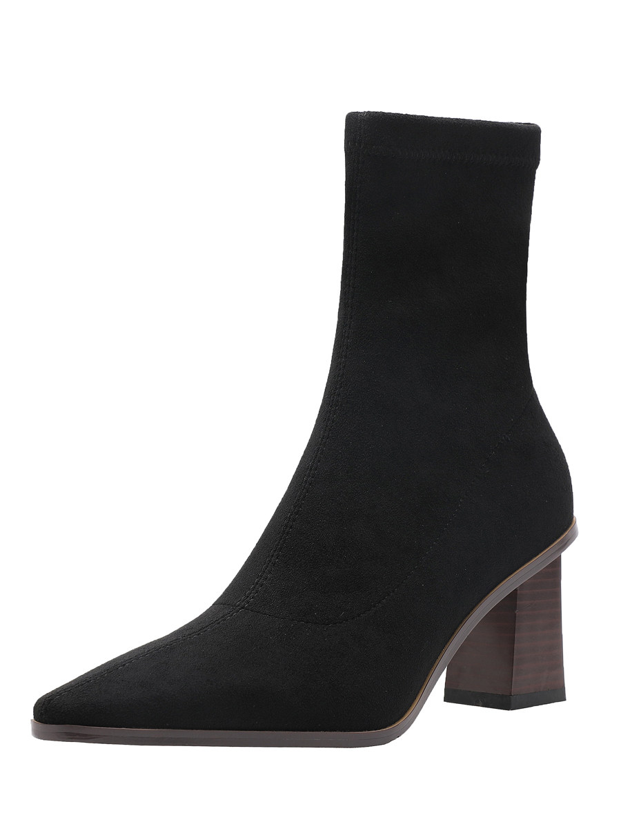 FRENCH HIGH-HEELED BOOTS WOMENS 2024 NEW BLOCK HEEL SQUARE TOE EUROPEAN AND AMERICAN HOT NUBUCK LEATHER BRITISH-STYLE SUEDE BOOTS