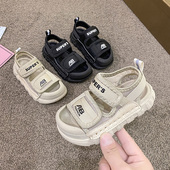 百搭女童沙滩鞋 轻便防滑软底包头宝宝凉鞋 2022夏新款 真皮男童凉鞋