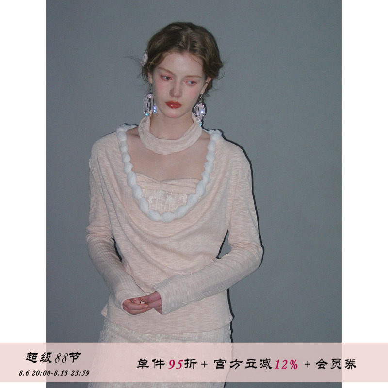 俗集原创蕾丝波点秋季针织套装