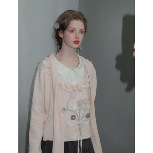 花朵装 俗集原创 假两件针织拼接衬衫 饰假两件撞色上衣 2025AW
