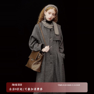 小众复古设计感毛呢羊毛英伦风大衣外套冬季 俗集原创 多穿围巾