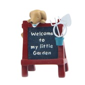 卡通创意立体树脂小狗趴广告牌铁锹园艺多肉花插插件居家装 饰