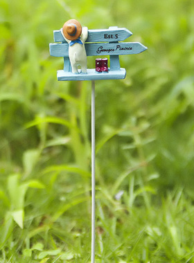 卡通创意立体树脂小狗路标鞋子园艺多肉花插插件居家装饰