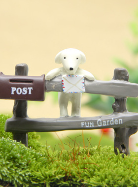 卡通创意立体树脂小狗信封园艺多肉花插插件居家装饰