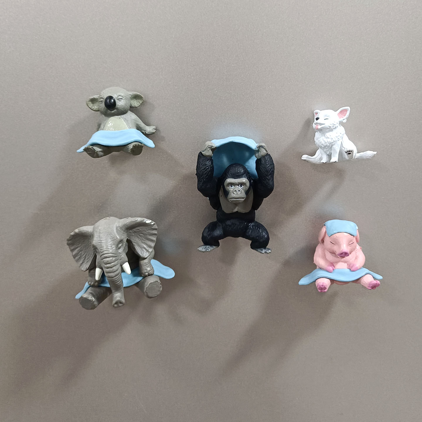 可爱卡通5款全套泡澡动物冰箱贴治愈系考拉大象小猪猩猩居家磁贴
