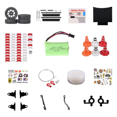 RC遥控车配件电池充电线贴纸箱路障轮胎牛油心情件装饰件赠品礼品