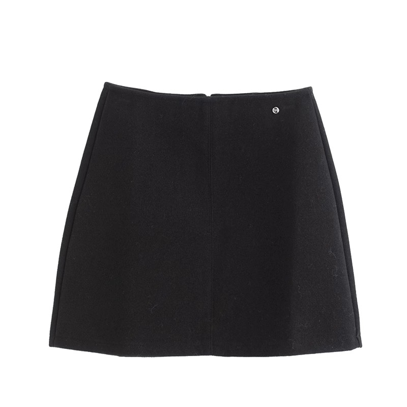 简约秋冬半身裙 骨感呢料 高腰A字显腿长小短裙 女J06343
